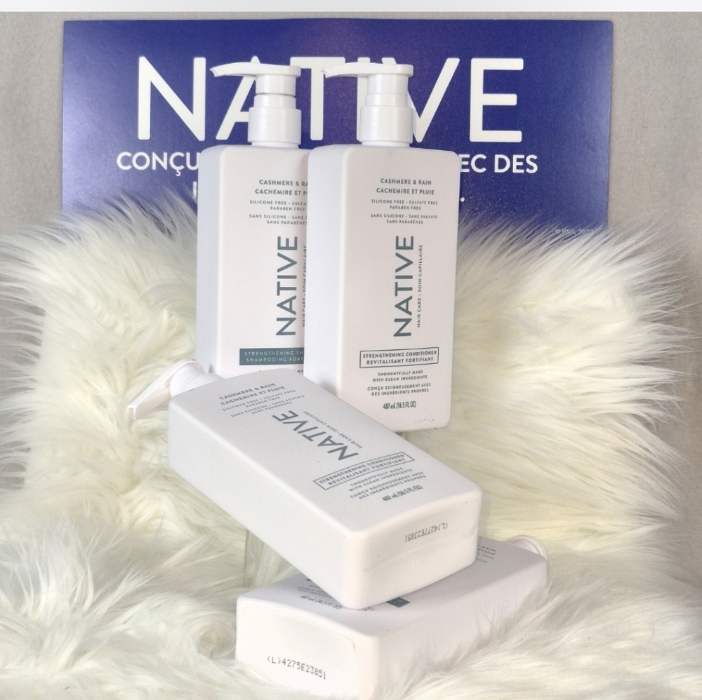 Native Cashmere & Rain Strengthening Shampoo & Conditioner Bundle of 4
